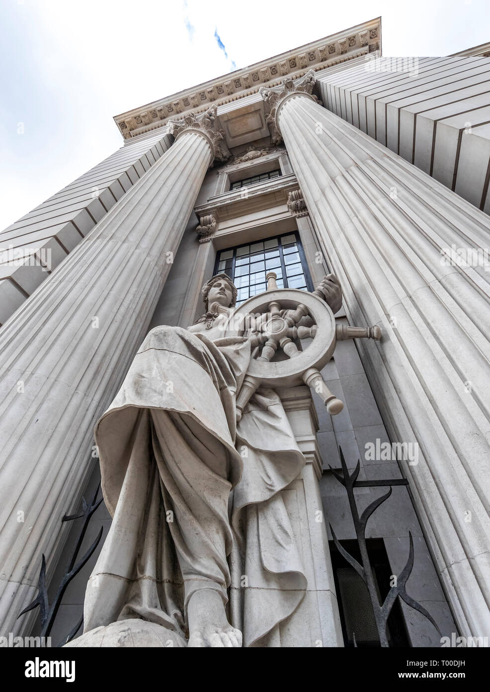 Architectural statue at Four Seasons Hotel London at Ten Trinity Square. Stock Photo