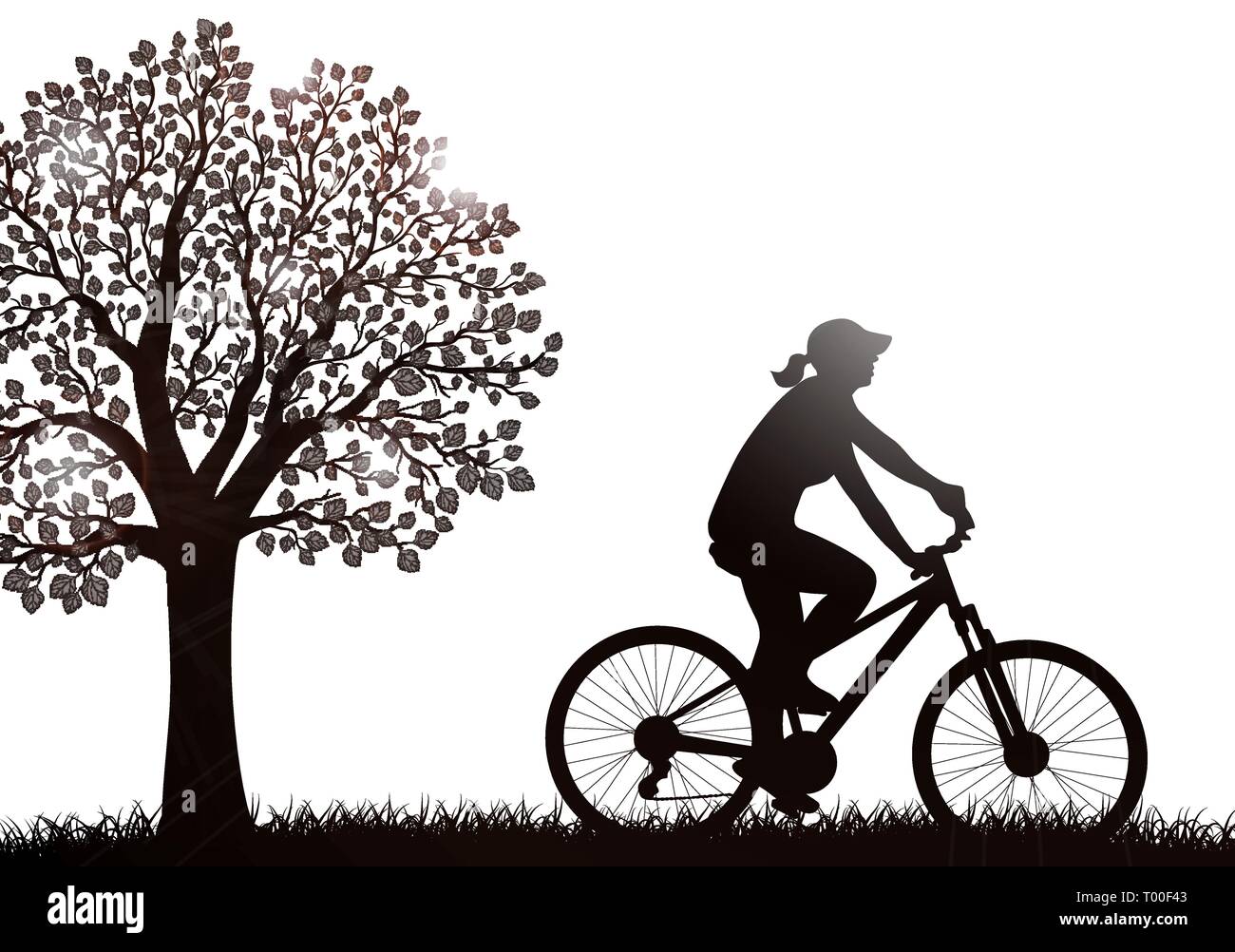cyclist woman silhouette outdoors vector Stock Vector Image & Art Alamy