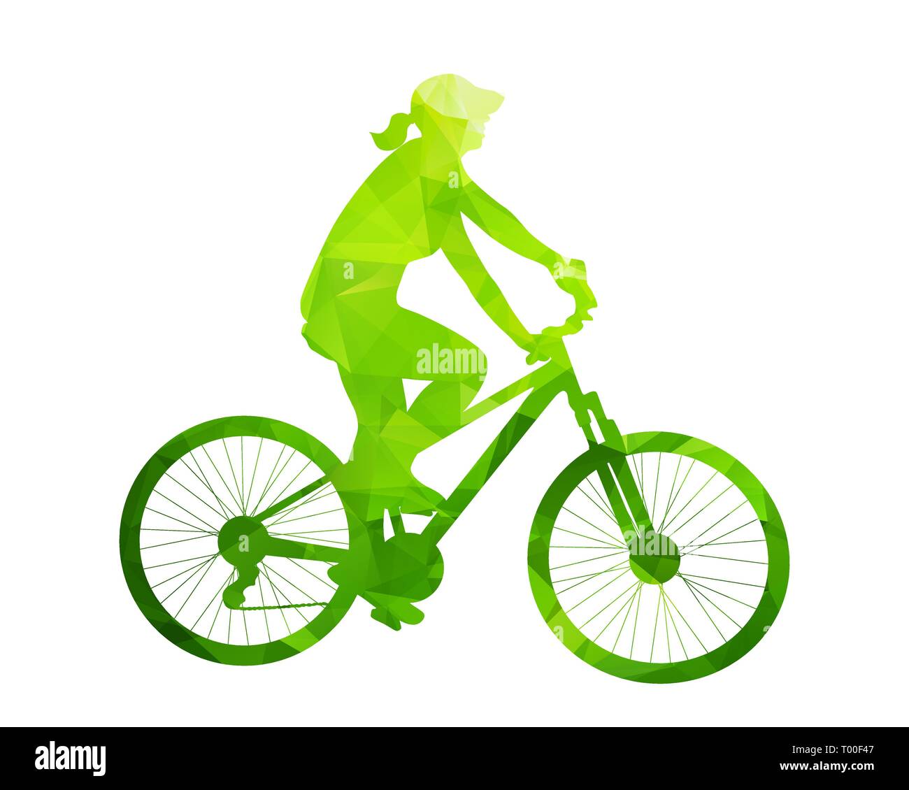 green abstract cyclist woman silhouette vector Stock Vector Image & Art