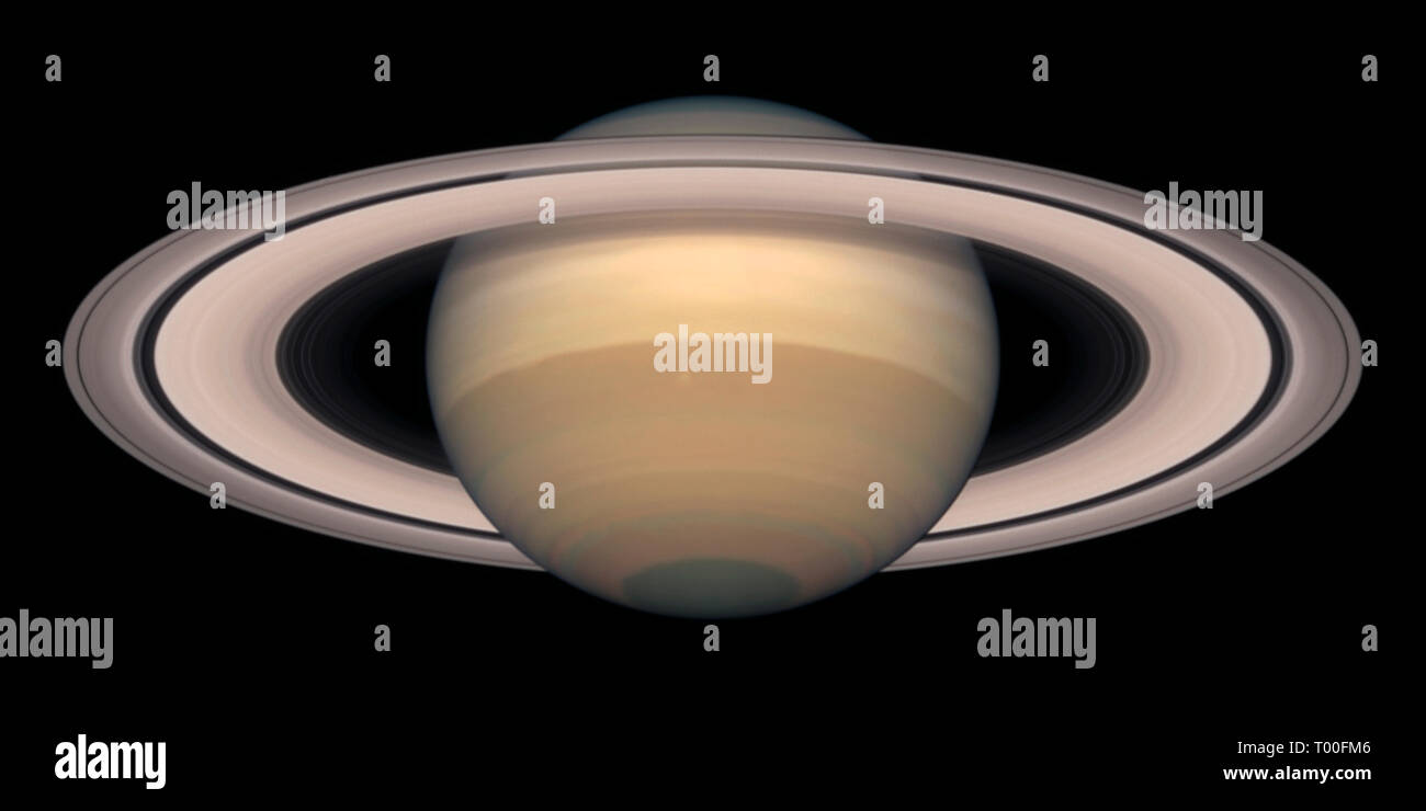 Saturn image taken by the Hubble Telescope Stock Photo