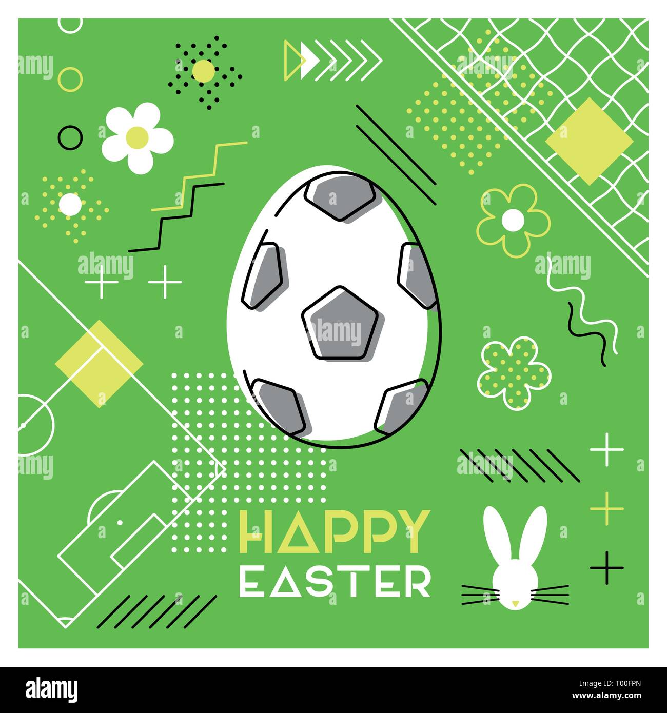 Happy Easter. Greeting card with Easter egg as a soccer ball. Abstract