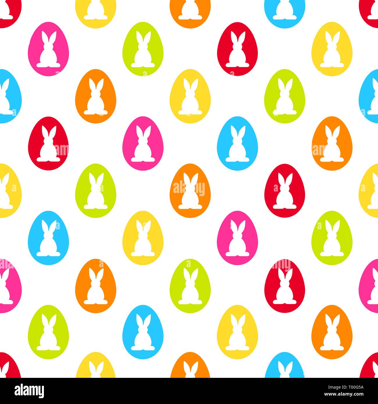 Easter seamless pattern background with colorful eggs and rabbits vector Stock Vector