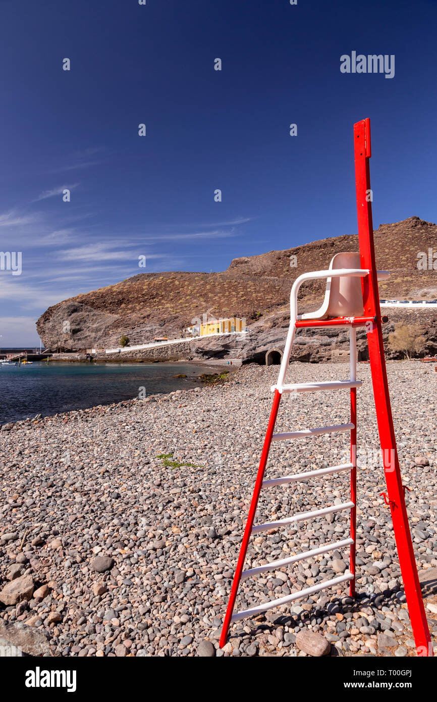 Red lifeguard seat at Puerto de Aldea, Gran Canaria, Canary islands Stock Photo