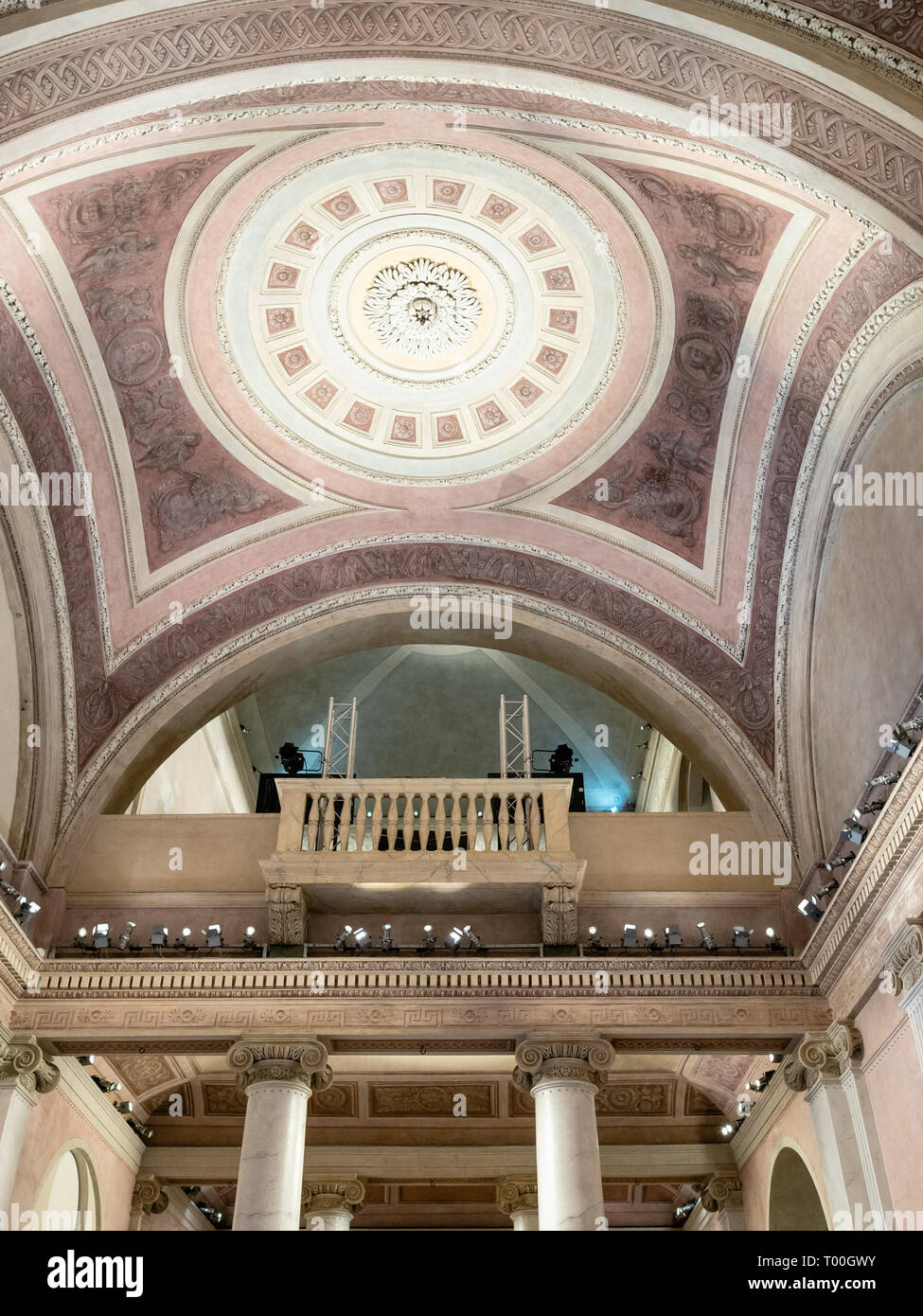 MILAN, ITALY FEBRUARY 24, 2019 ceiling in church San Gottardo in Corte (chiesa di San