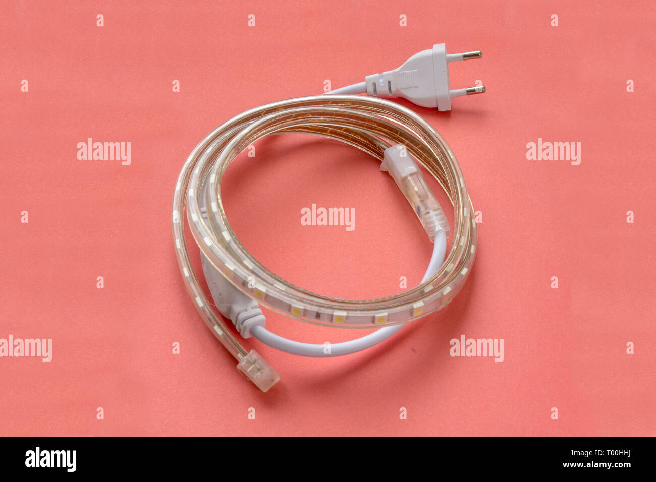 LED strip, completely ready to application, on a pink background Stock Photo