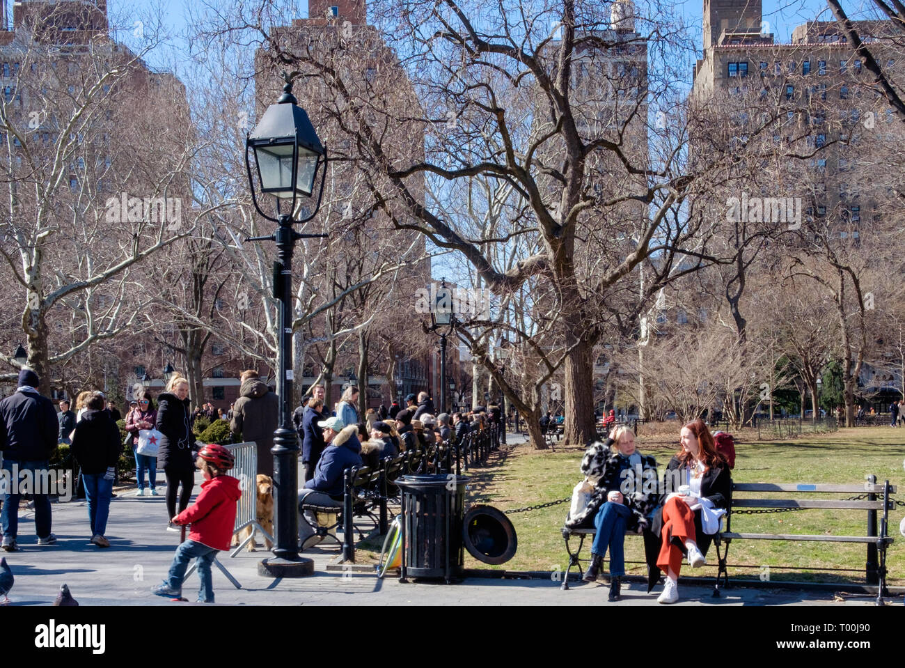Washington Square Park, iconic meeting place and cultural hub, Greenwich Village New York. March 