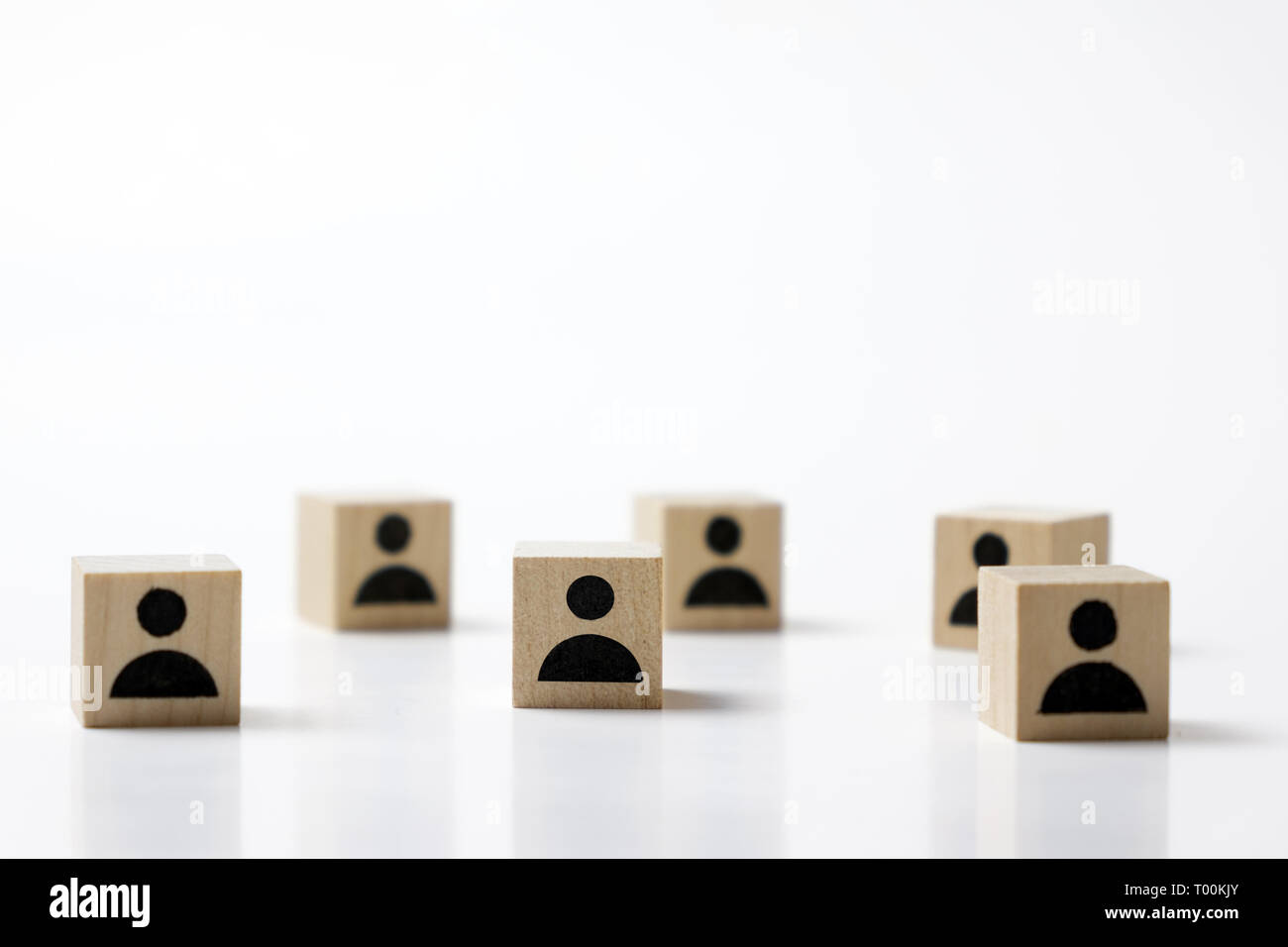 Group of wooden cube block with icon people Stock Photo