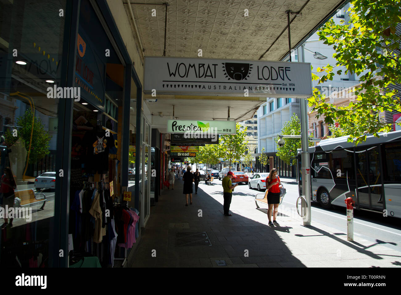 PERTH, AUSTRALIA - March 2, 2019: Commercial buildings on Barrack Street Stock Photo