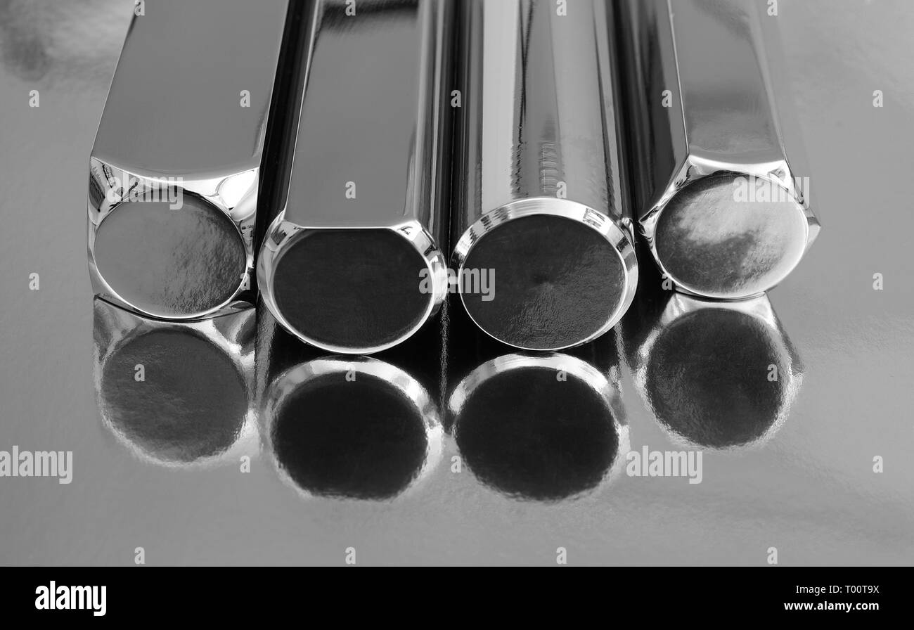 Steel rods of different types. Isolated on white background Stock Photo