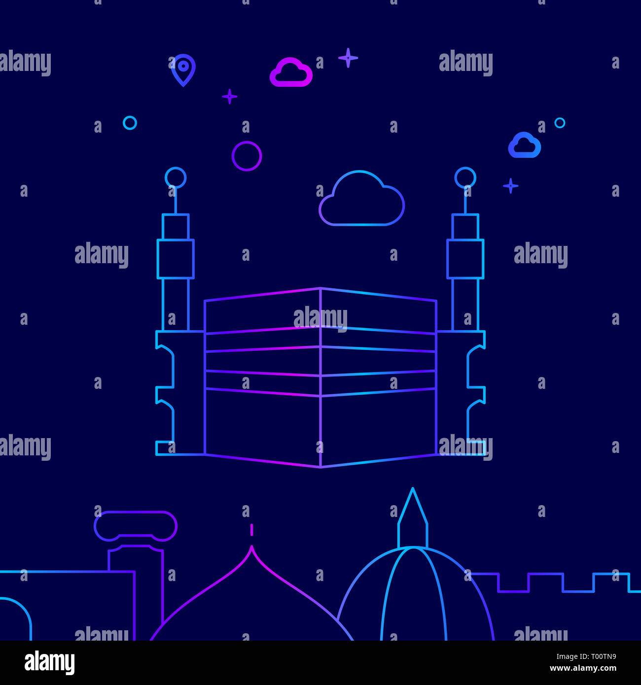 Kaaba, Mecca, Saudi Arabia Line Illustration. Historical Landmarks ...