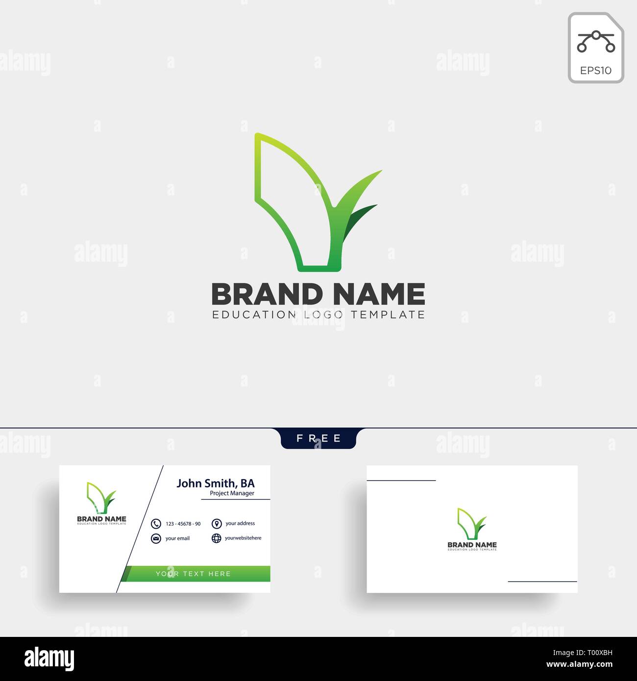 learning book plant leaf tree line logo template vector illustration icon element isolated with business card - vector Stock Vector