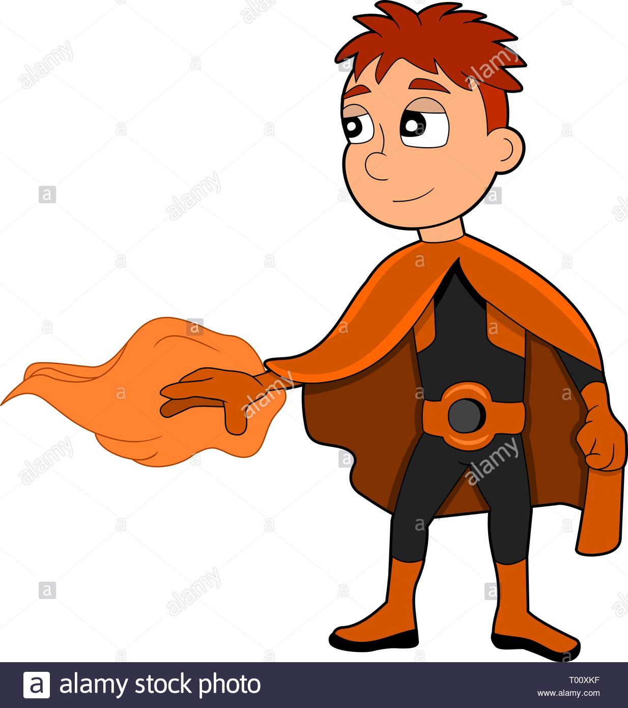Illustration Of Cute Ginger Haired Superhero Boy With Fire Based