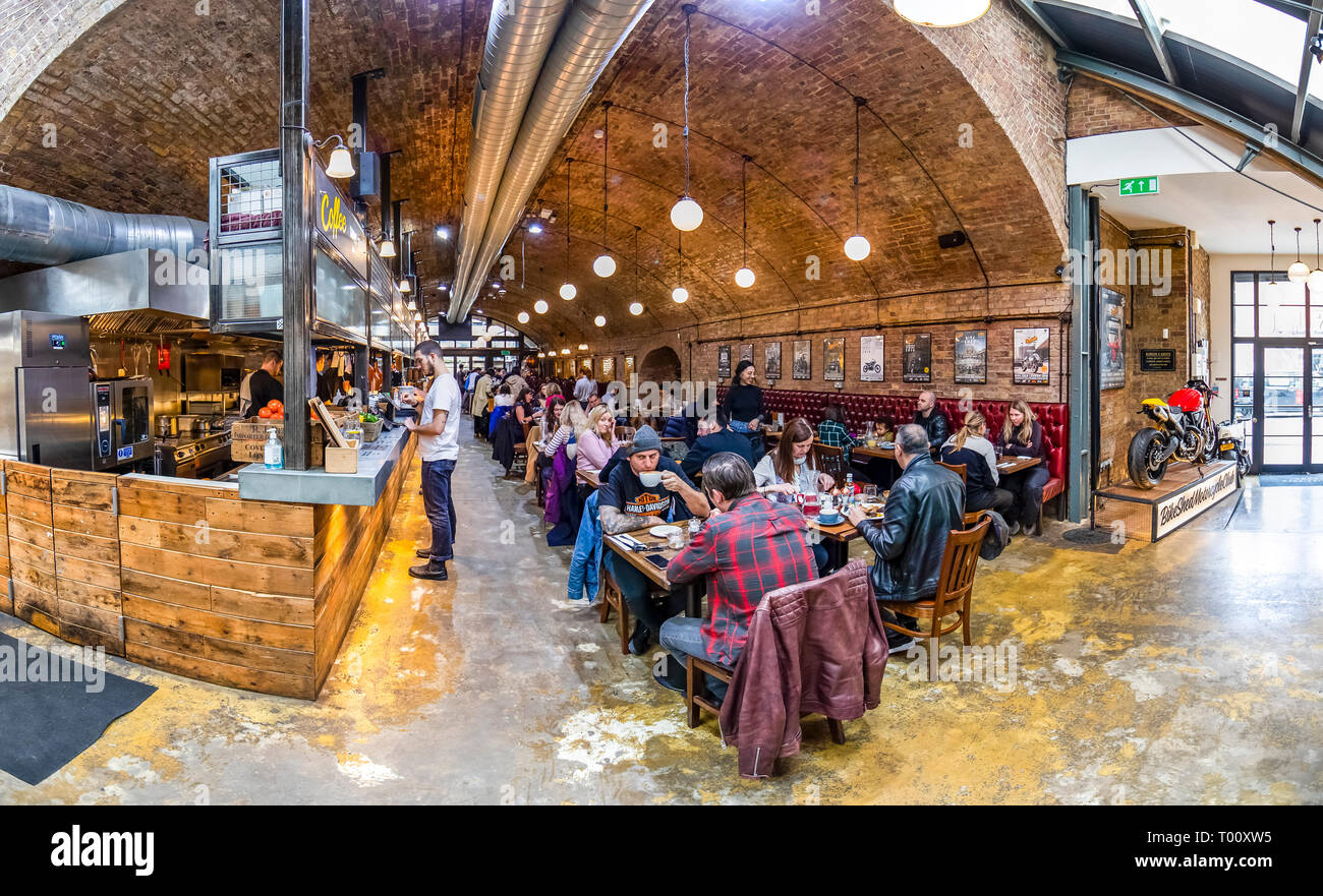 Bike Shed motorcycle club, Shoreditch, London. Motorcycle themed cafe