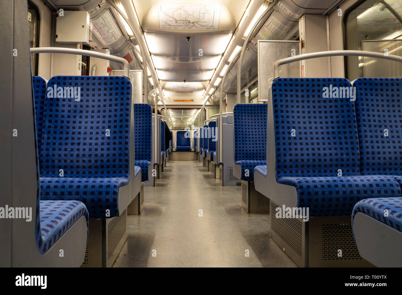 Rows of seats in a train Stock Photo Alamy
