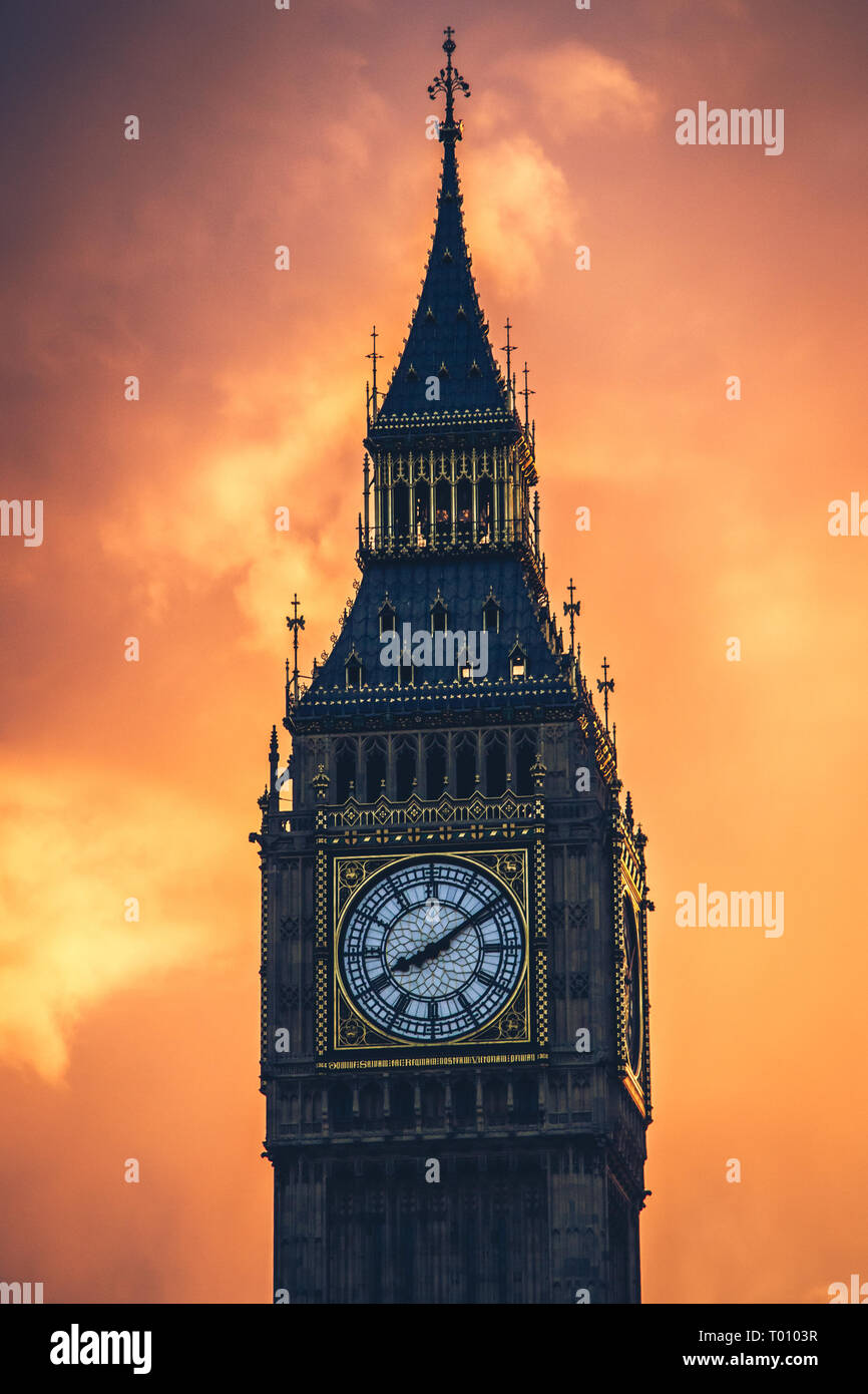 The famous Big Ben clock tower at sunset Stock Photo Alamy