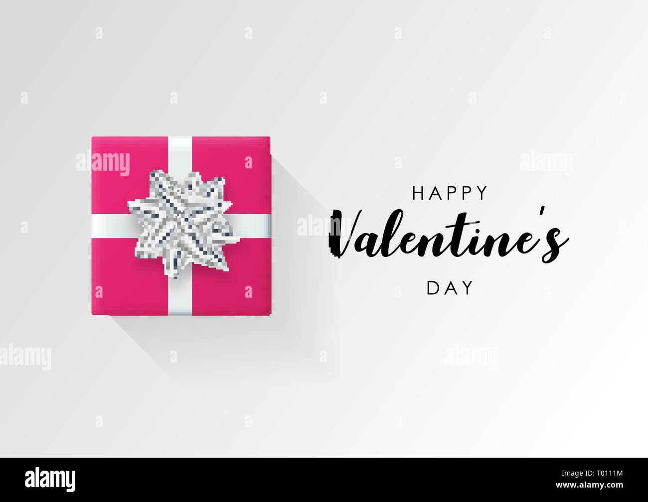 Valentines day vector background. Colorful wrapped gift box with ribbon ...