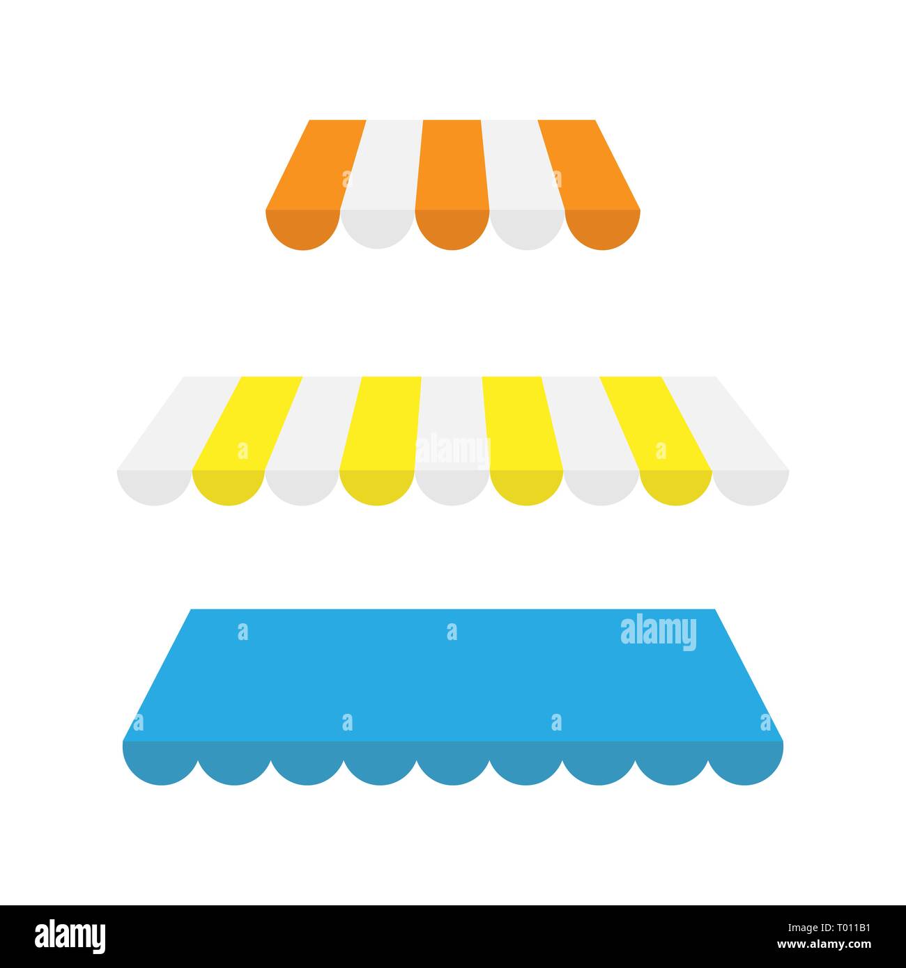 Set of multi-colored awnings, flat simple design Stock Vector