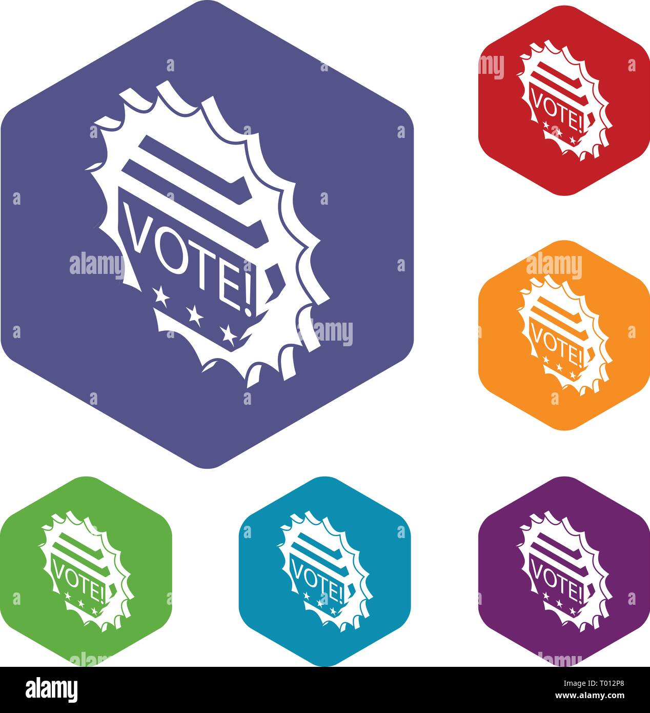 Vote emblem icons vector hexahedron Stock Vector