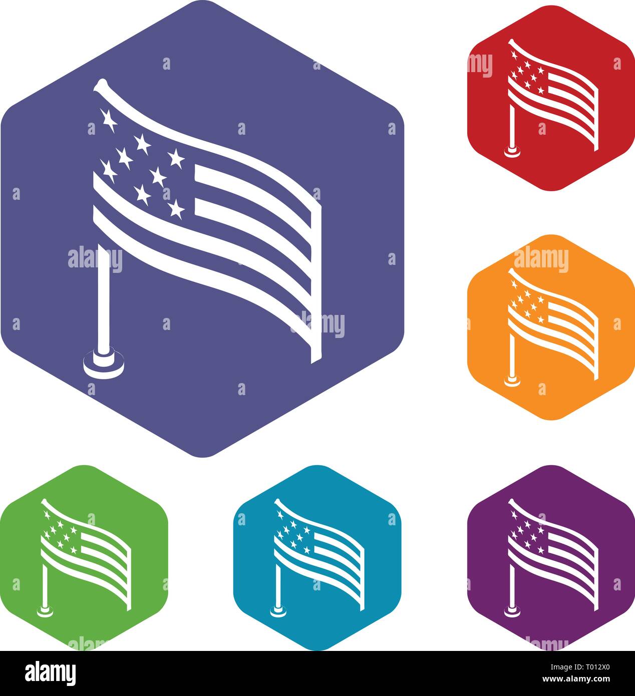 American flag icons vector hexahedron Stock Vector