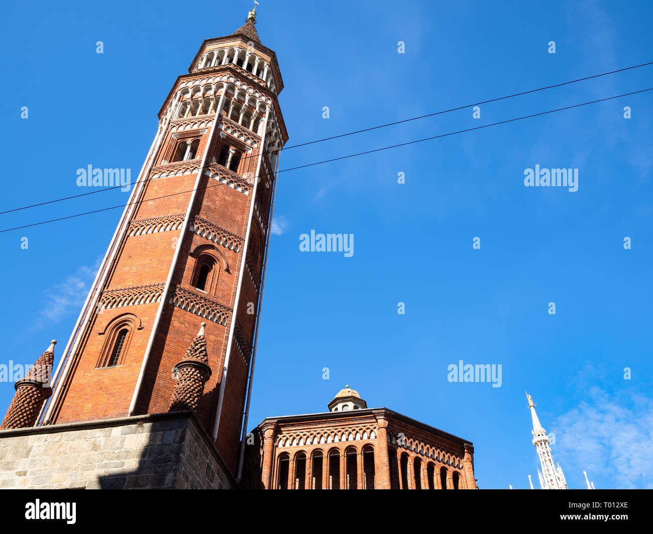 Travel to Italy bottom view of church San Gottardo in Corte (chiesa