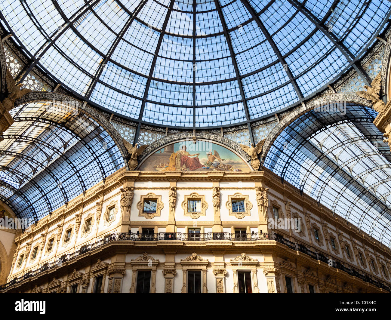 Travel to Italy glass ceiling of Galleria Vittorio Emanuele II in