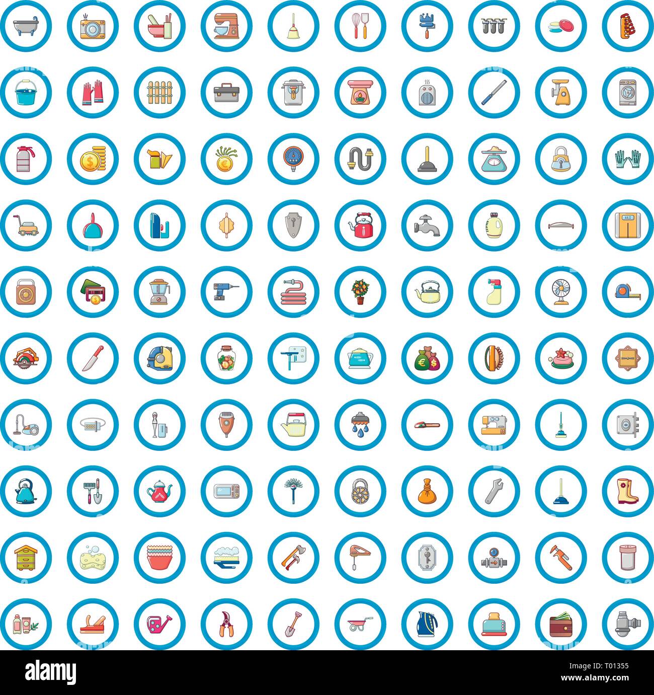 100 hardware store icons set, cartoon style Stock Vector Image & Art