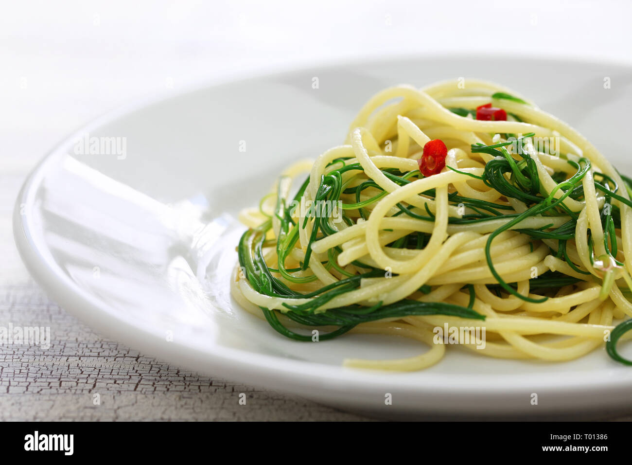 spagetti with agretti, italian food Stock Photo - Alamy