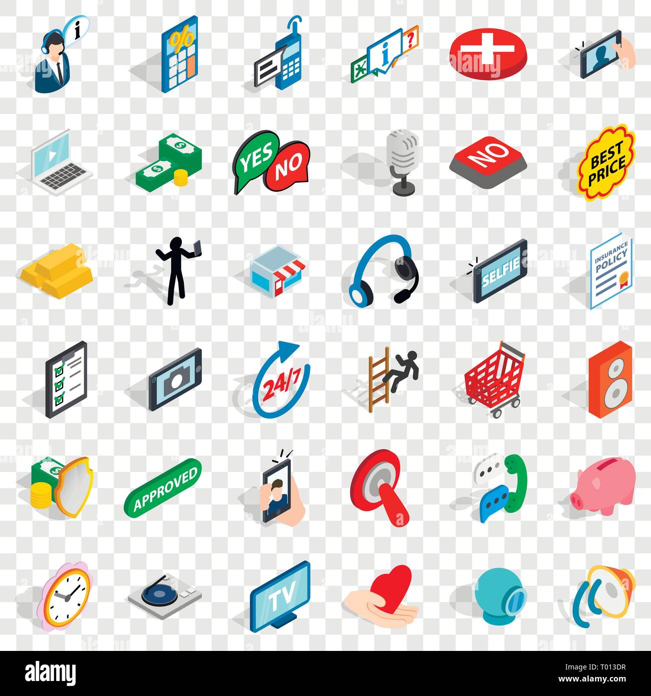 All day consultation icons set, isometric style Stock Vector Image ...