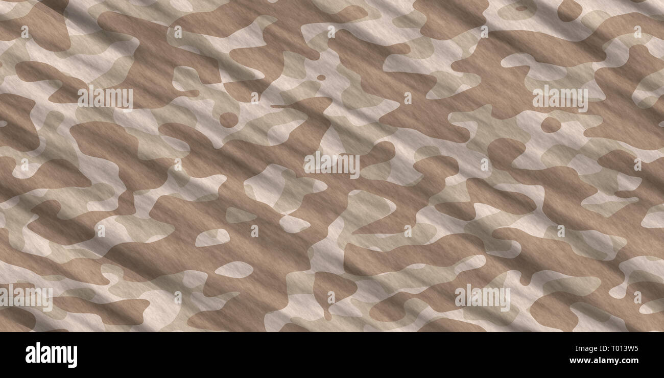 Desert Army Camouflage Background. Military Camo Clothing Texture. Seamless Combat Uniform. Stock Photo