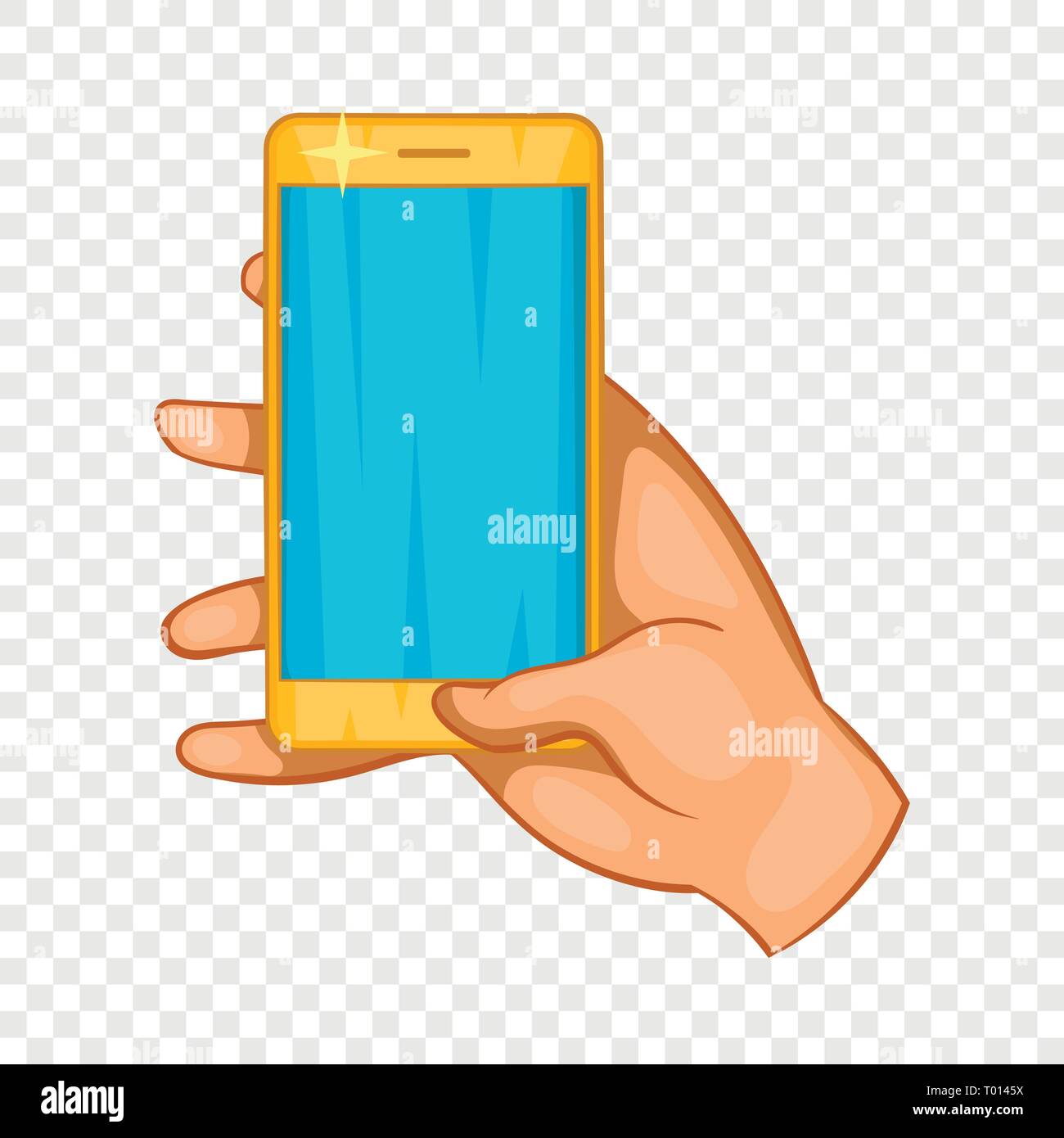 Hand Works On A Mobile Phone Icon Cartoon Style Stock Vector Image Art Alamy