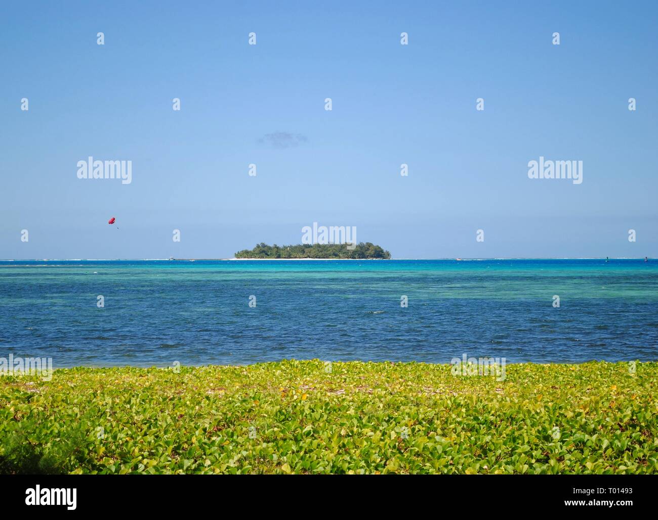 A view of Managaha Island seen from the shores of Micro Beach, Saipan Stock Photo