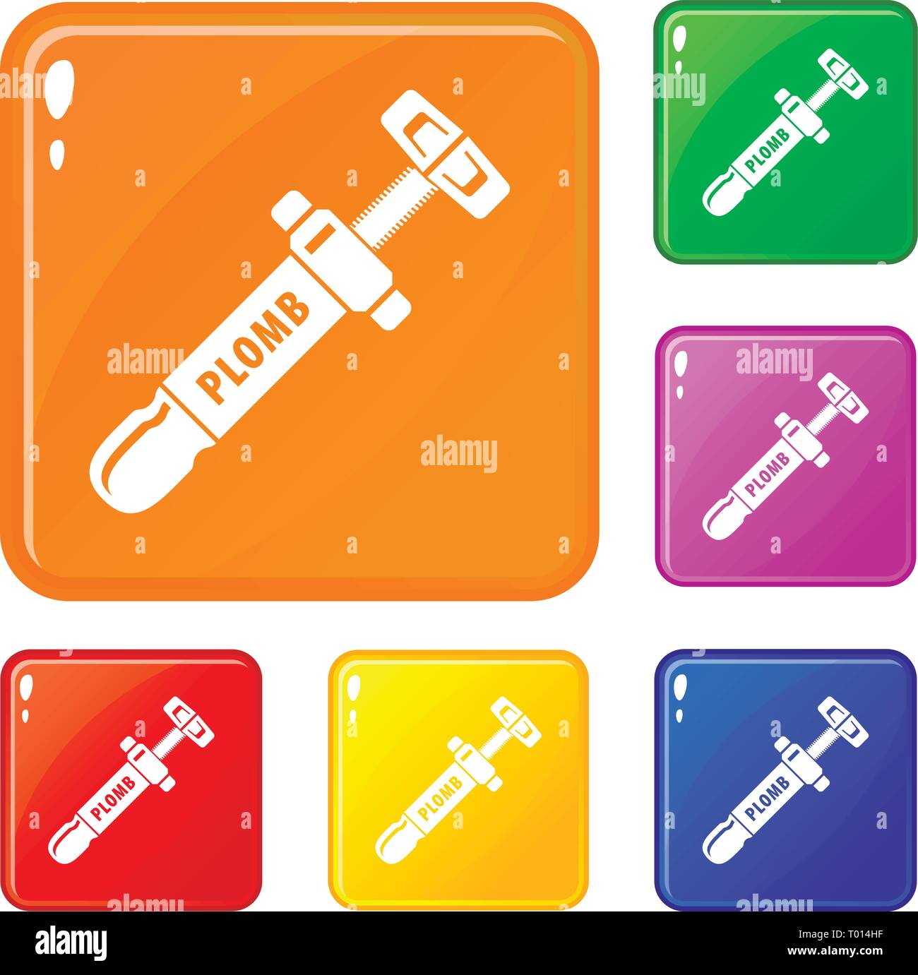 Tooth filling tool icons set vector color Stock Vector