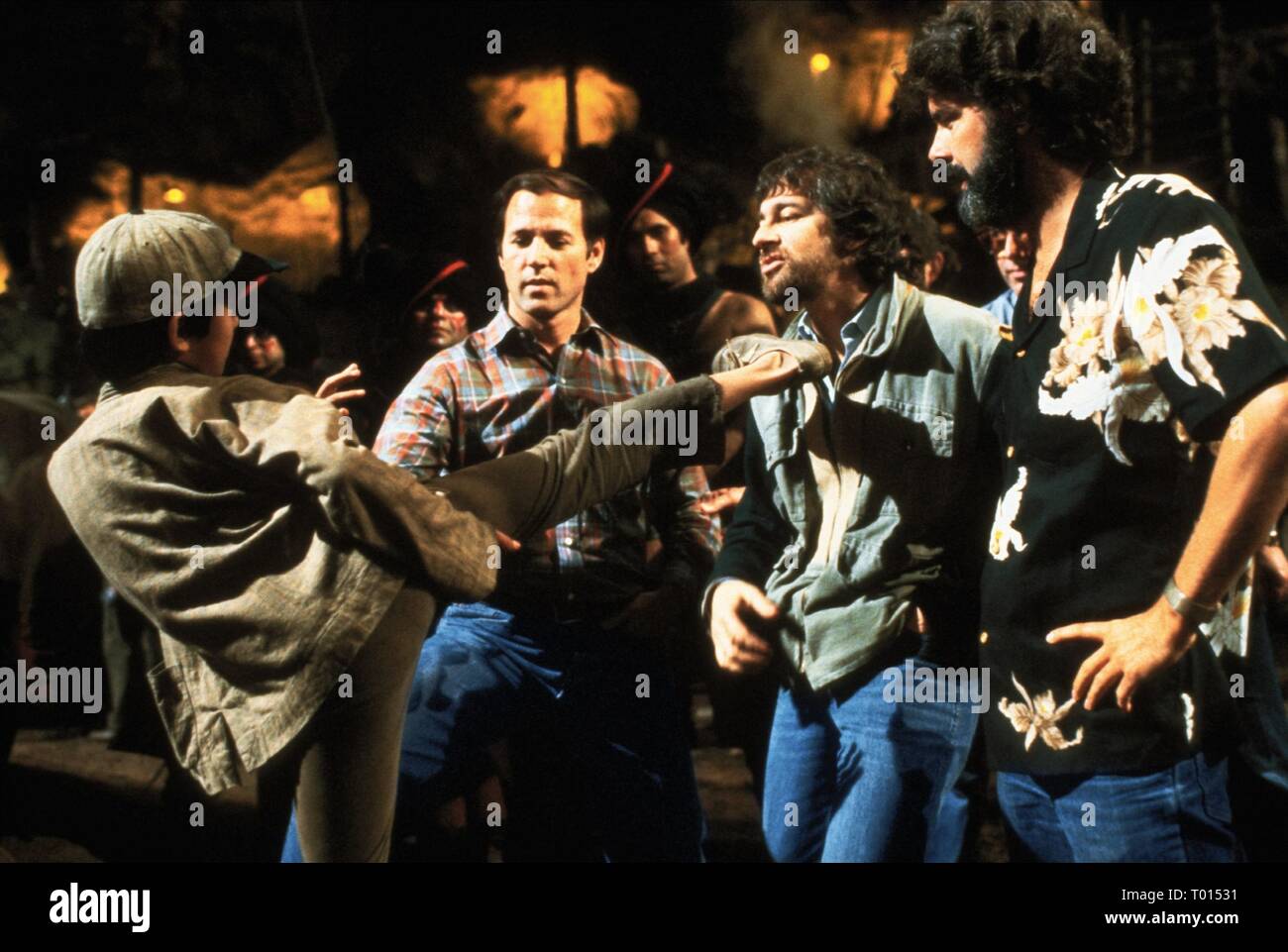 JONATHAN KE QUAN, STEVEN SPIELBERG, GEORGE LUCAS, INDIANA JONES AND THE TEMPLE OF DOOM, 1984 Stock Photo