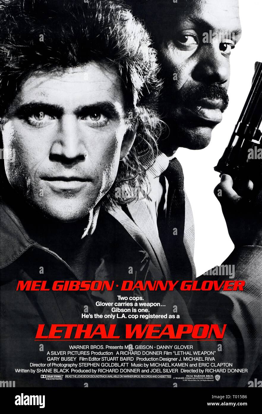 MEL GIBSON, DANNY GLOVER POSTER, LETHAL WEAPON, 1987 Stock Photo Alamy