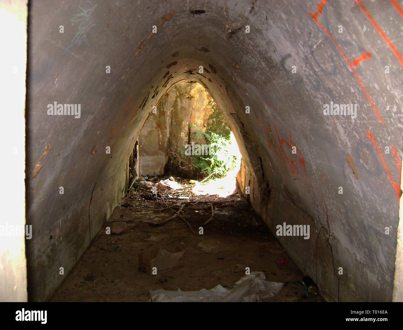 Inside a Japanese bunker used during the World War 11, Saipan Stock Photo