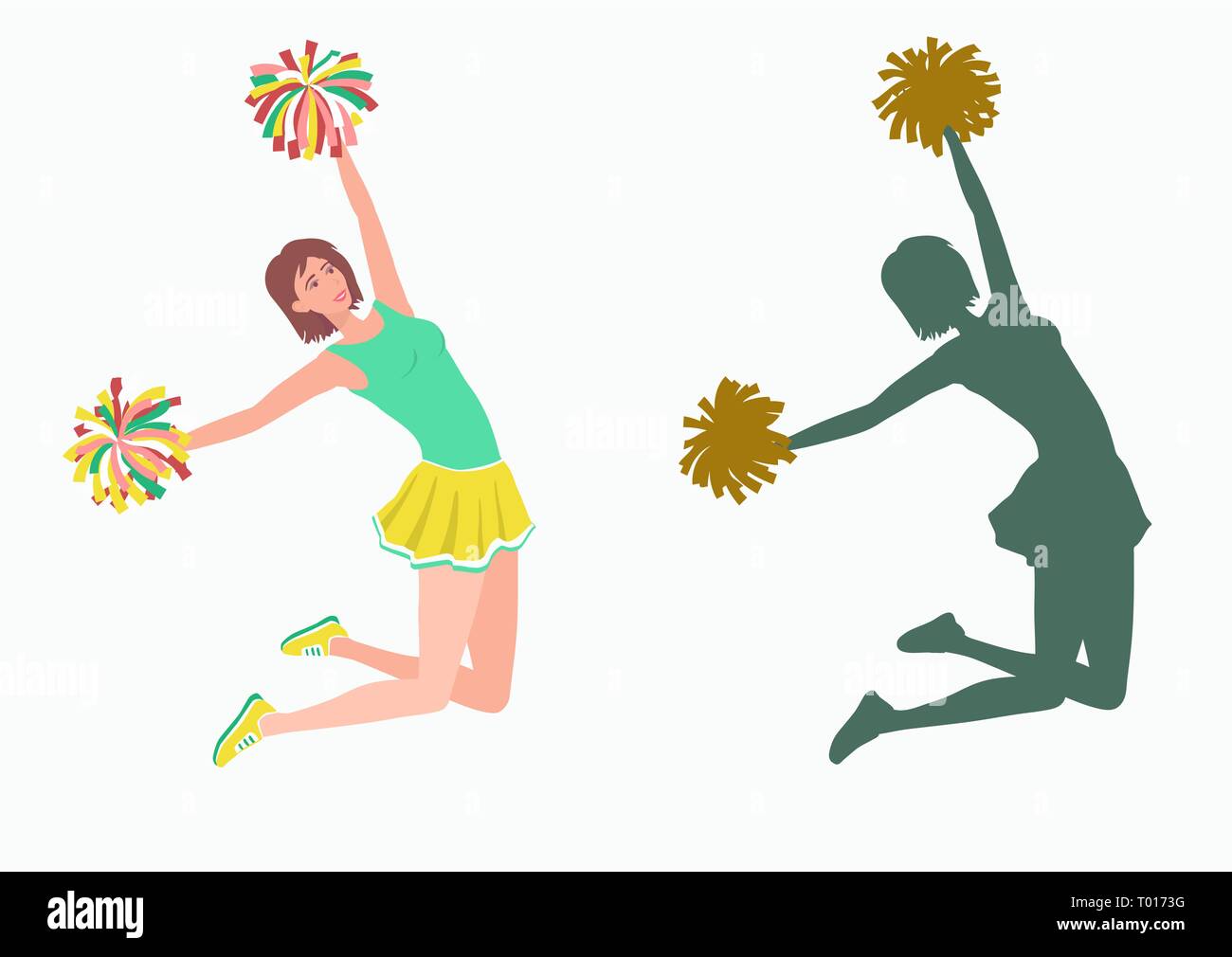 Cheerleader yellow pom poms Cut Out Stock Images & Pictures - Alamy