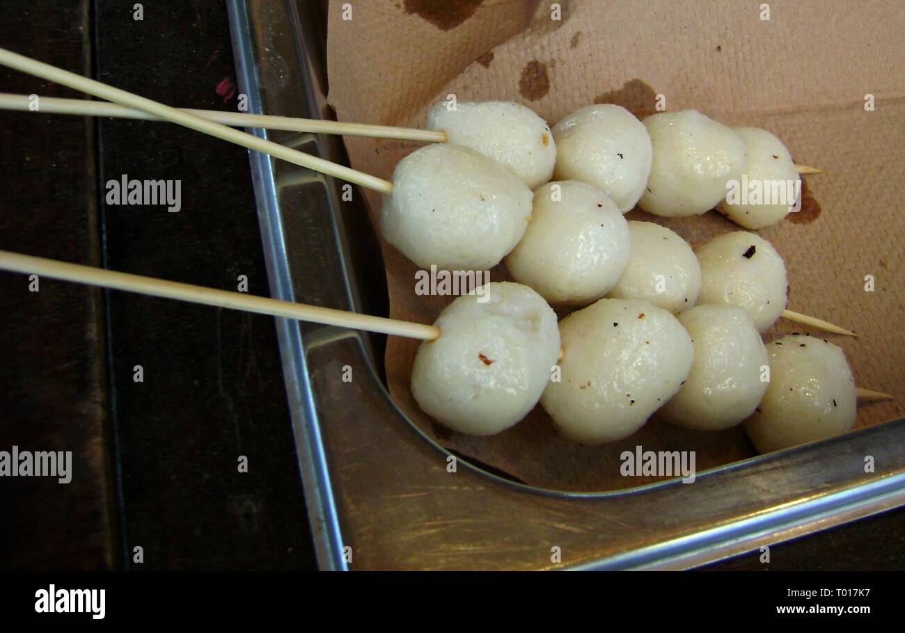 Fish balls on sticks are very popular street food favorites in the  Philippines and other East Asian countries Stock Photo - Alamy