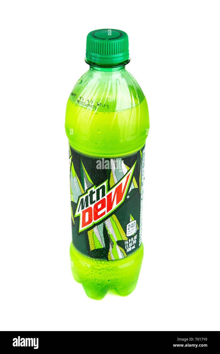 A large Bottle of Mountain Dew on a white background Stock Photo - Alamy