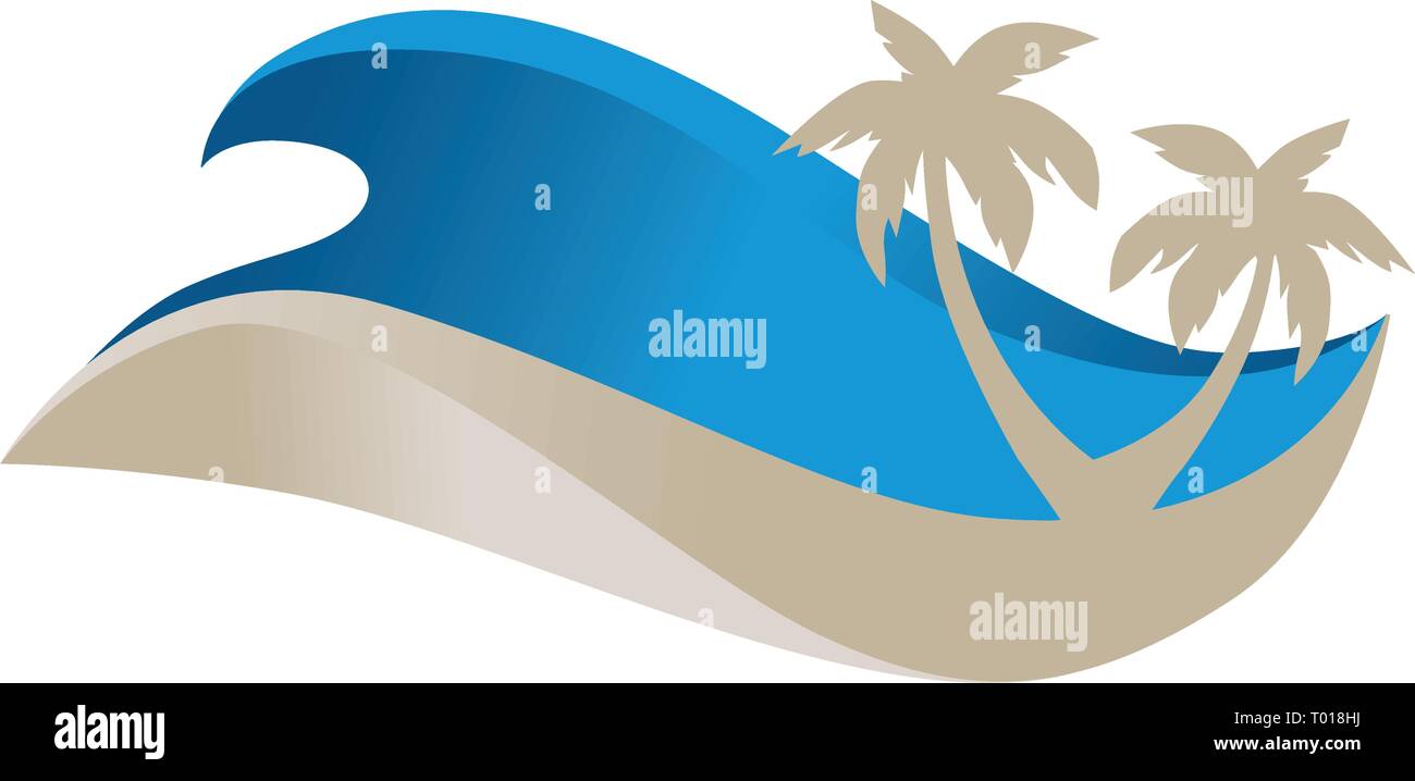 beach, ocean wave and palms. abstract logo element Stock Vector Image ...