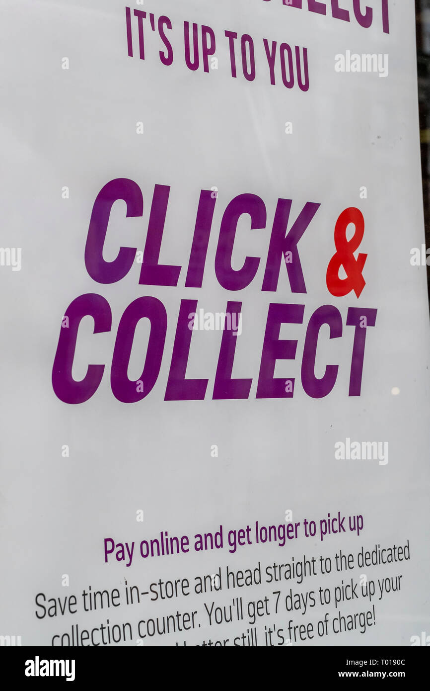 Click and Collect store High Street Kensington, Kensington, London Stock Photo Alamy