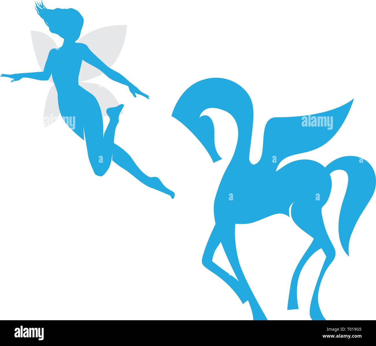 Pegasus and fairy Stock Vector