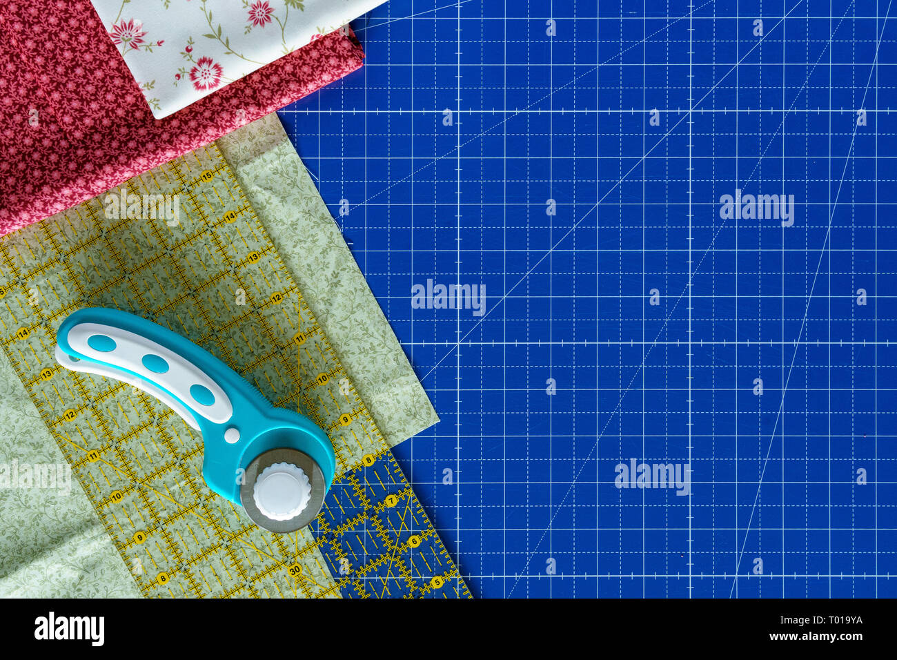 Quilting, Patchwork, Sewing Stickers on Cutting Mat Stock Vector