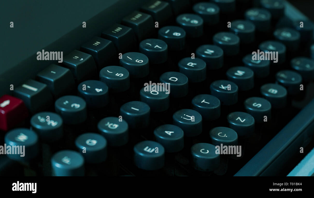 Letters on the keys of an old typewriter Stock Photo