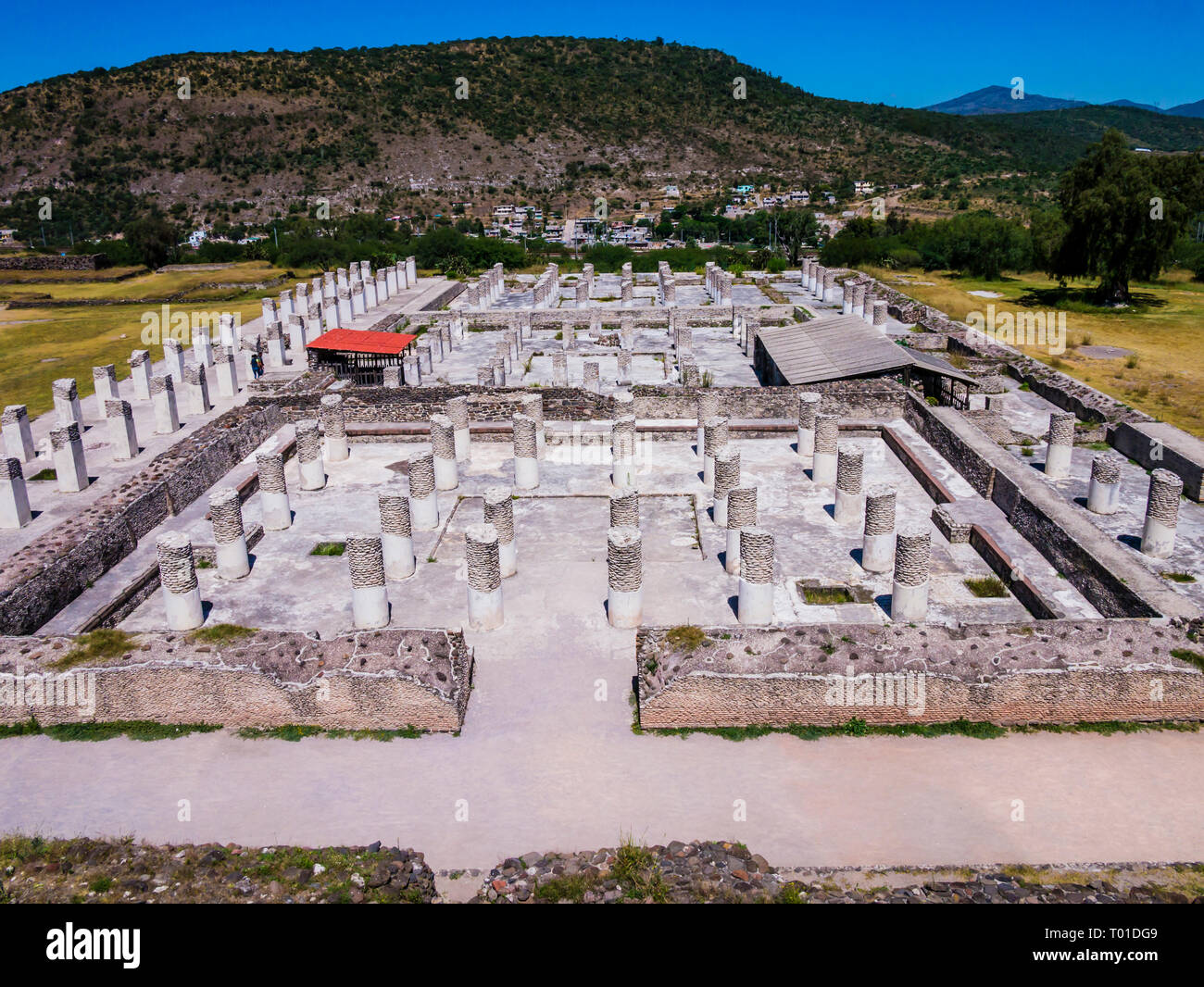 View of the ruins of the Burnt Palace in Tula archaeological site, Mexico Stock Photo