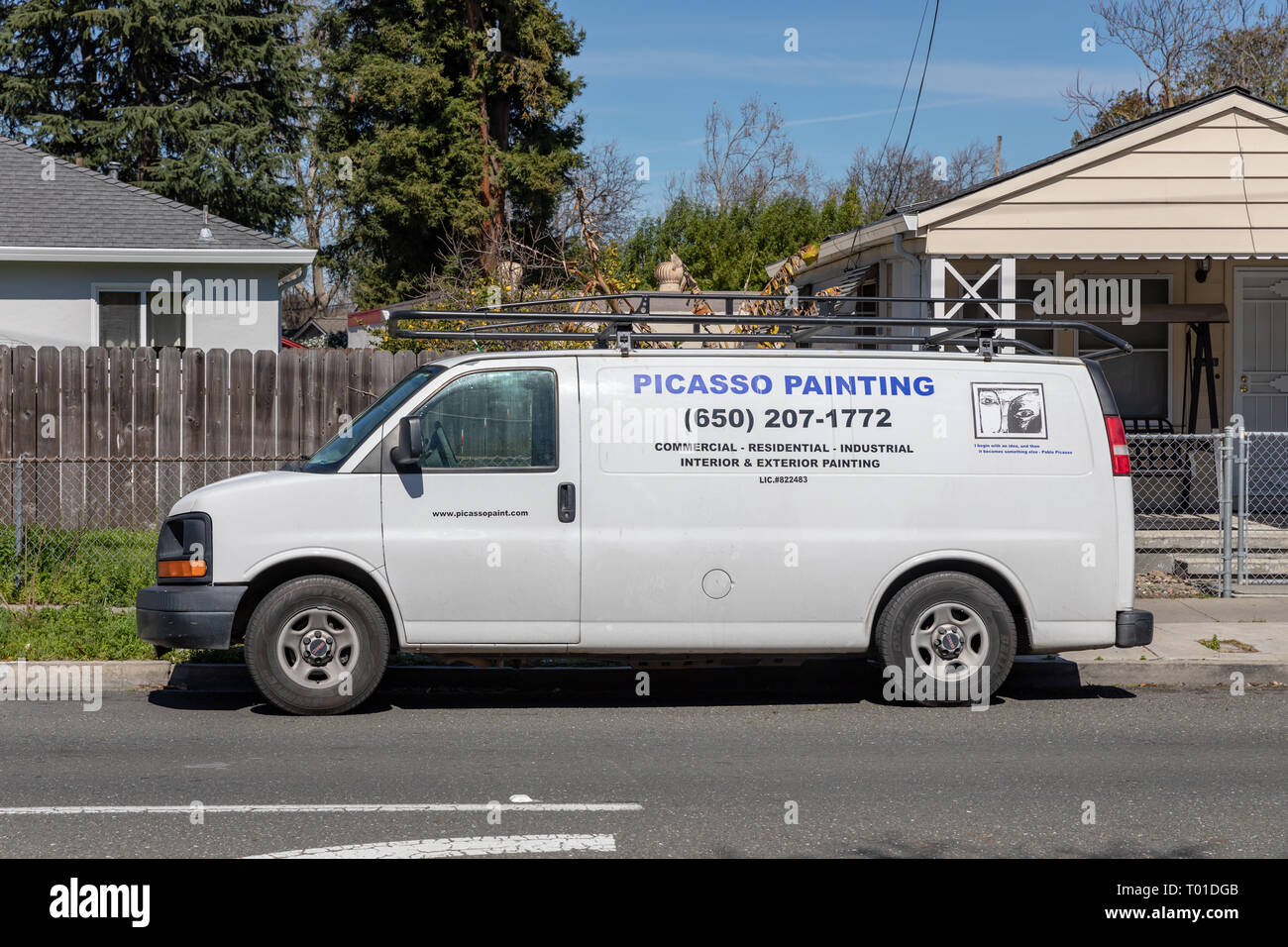 "Picasso Painting Commercial, Residential, Industrial, Interior & Exterior Painting", text on