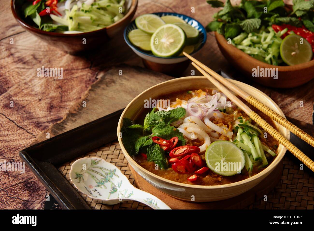 Asam Laksa. The Piquant Fish Noodle Soup from Penang, Malaysia. Also