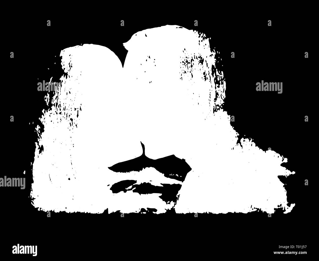 White kissing couple. Vector background in grunge textured style Stock