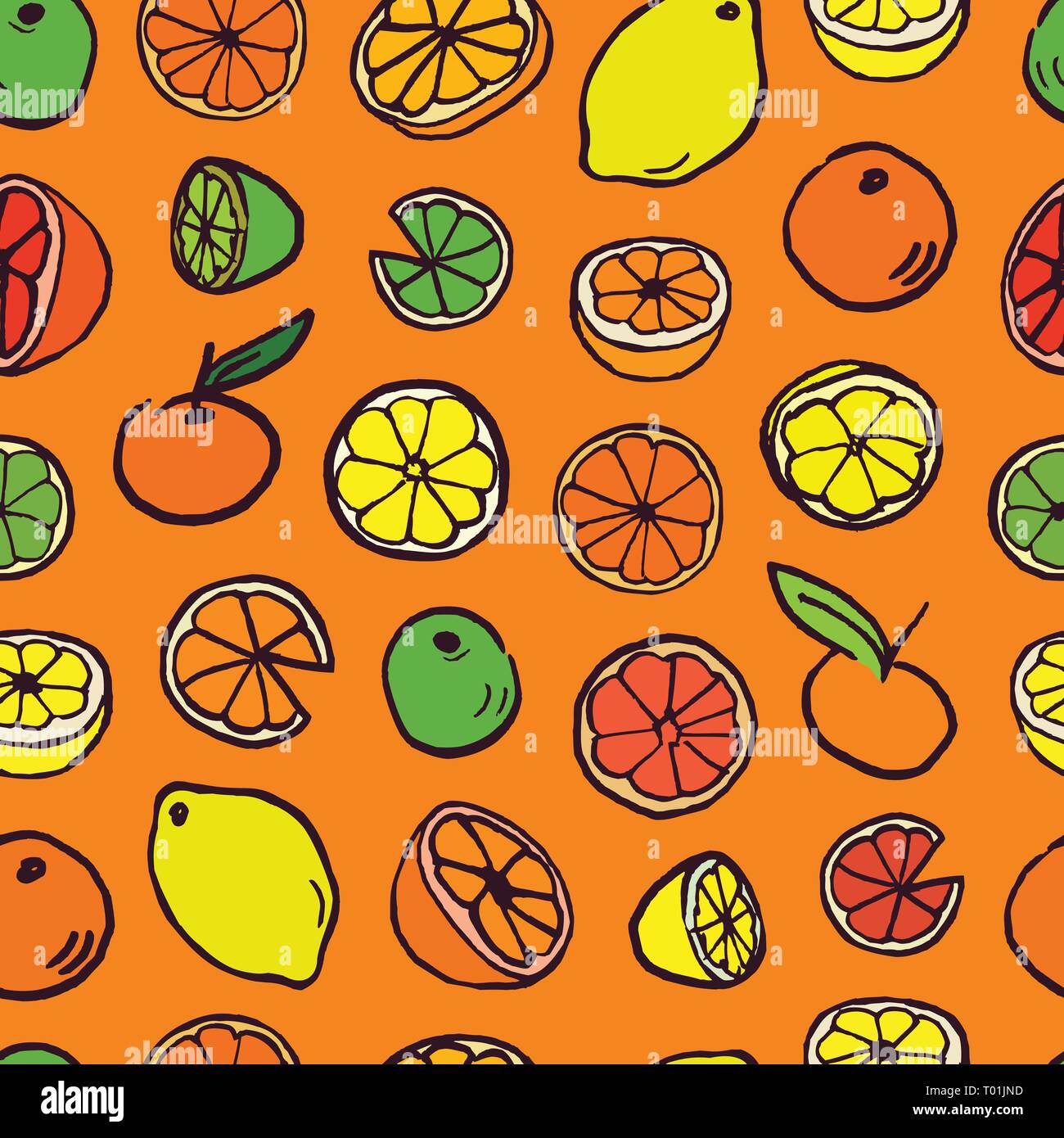 Seamless cute vector pattern background with citrus Stock Vector Image ...