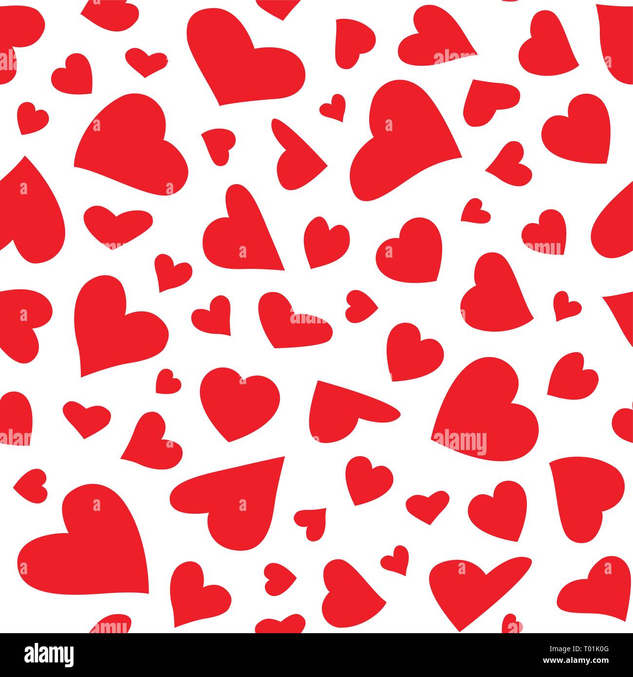 Seamless pattern with flying red hearts on a white background Stock ...