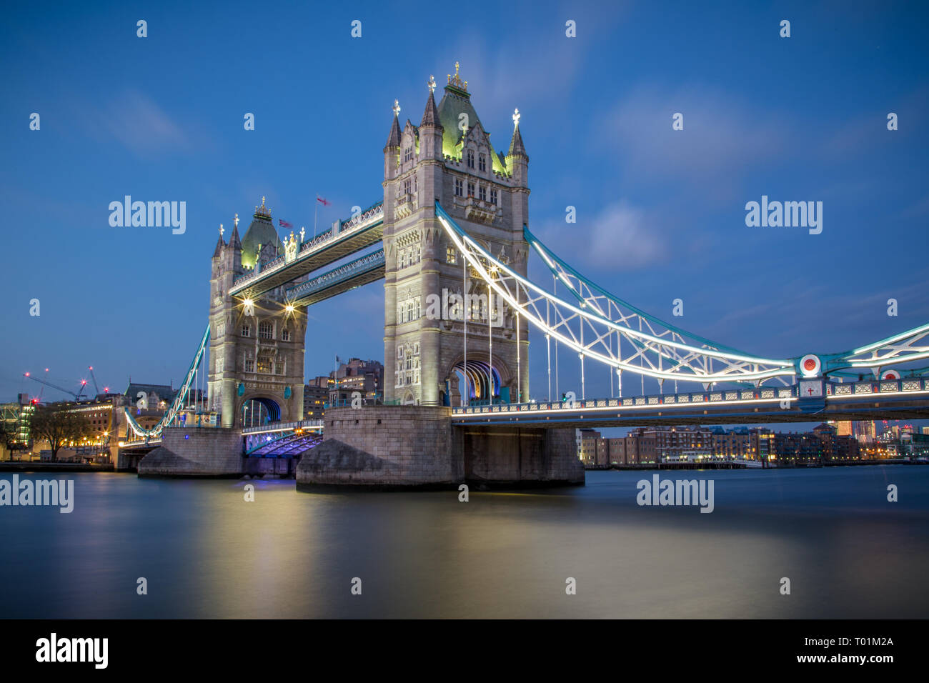 Tower Bridge in London at dusk Stock Photo